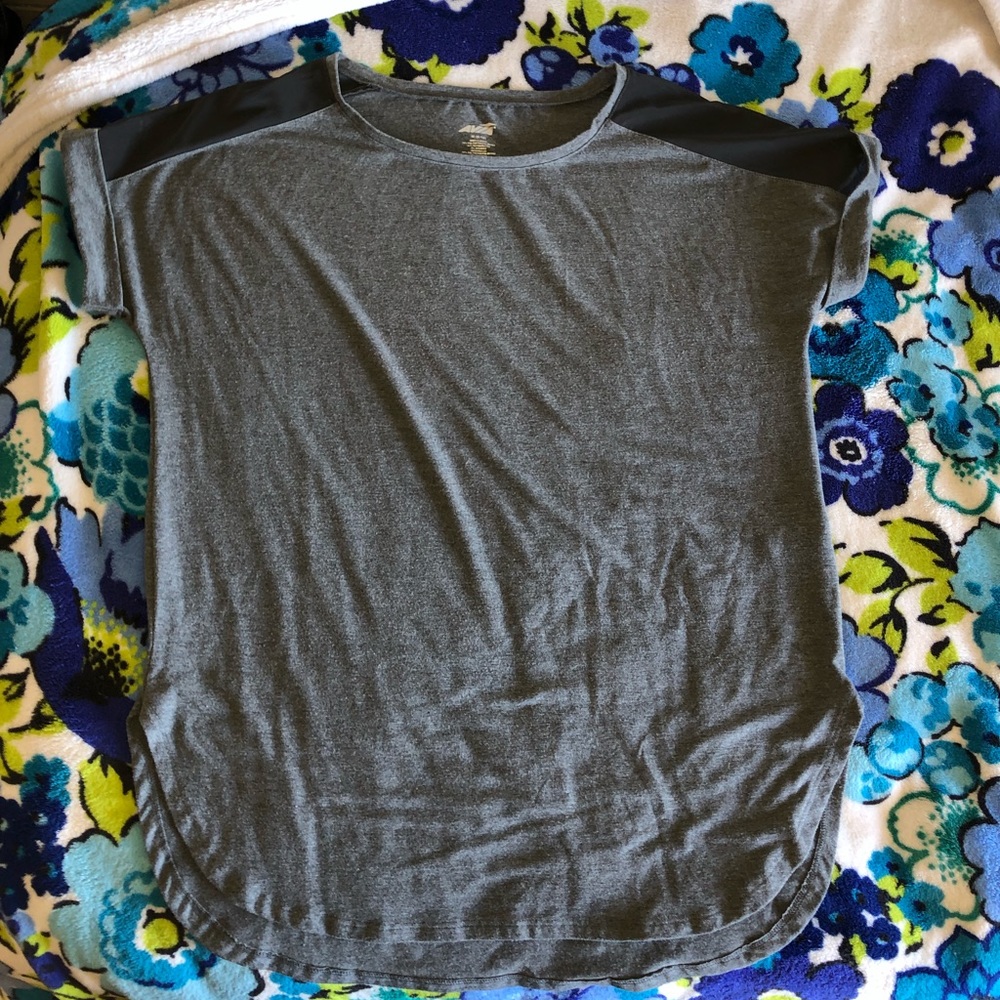 Grey shirt with see through shoulder sleeve